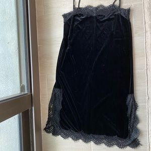 Black Velvet Lace Slip Dress